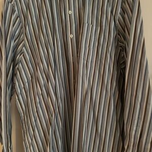 Tommy Bahama Blue and Brown Striped Button-Down Shirt